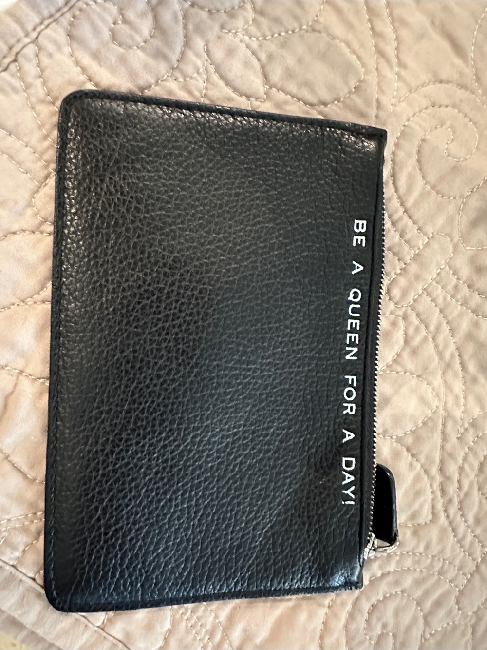My Flat in London Black Mini Zip Pouch - "Be a Queen for a Day!"